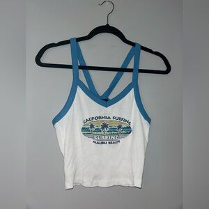 Forever 21 Blue and White Surfing Tank Top
